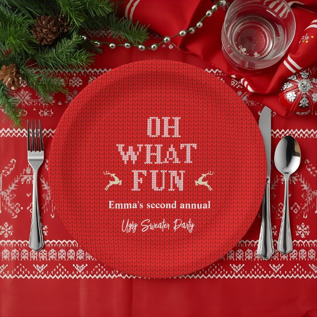 Prato De Papel Ugly Christmas Sweater Holiday Party  (Criador carregado)