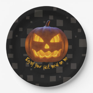 Prato De Papel Última Refeição Mau Pumpkin Laranja Cinza Negra