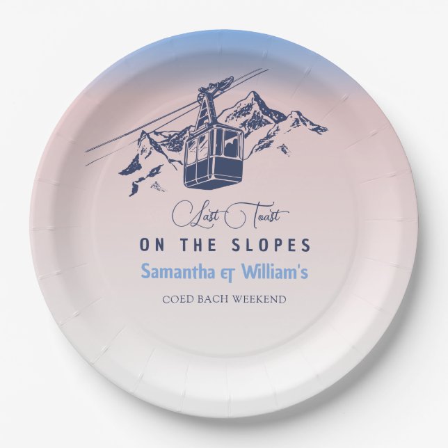 Prato De Papel Último Brinde Na Bachelorette Slope Ski Obrigado (Frente)