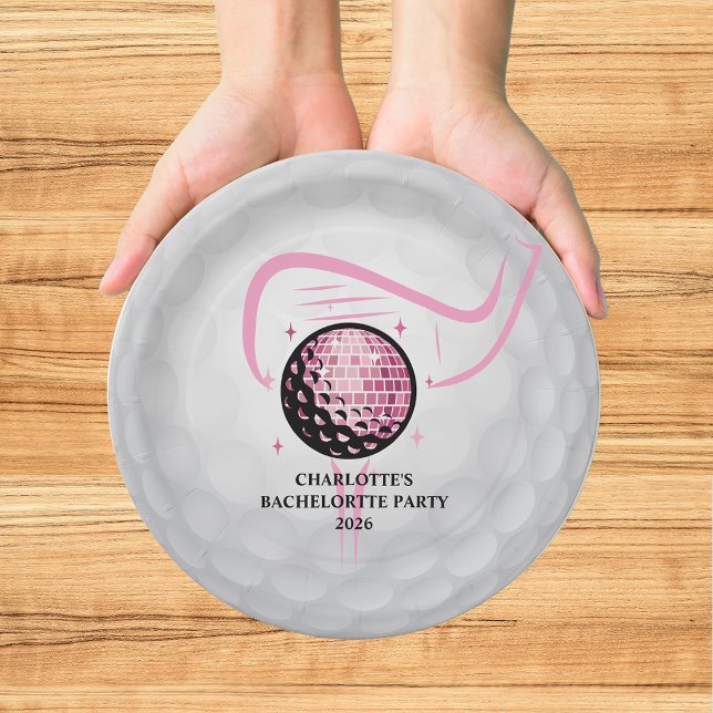 Prato De Papel Último Golfe Swing Despedida de Solteira Rosa (Criador carregado)