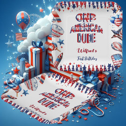 Prato De Papel Um americano 4 de julho Red White Blue Birthday