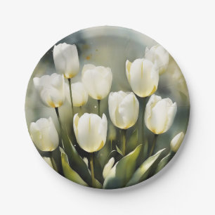 Prato De Papel Um bando de Tulipas Brancas em um Jardim Serene