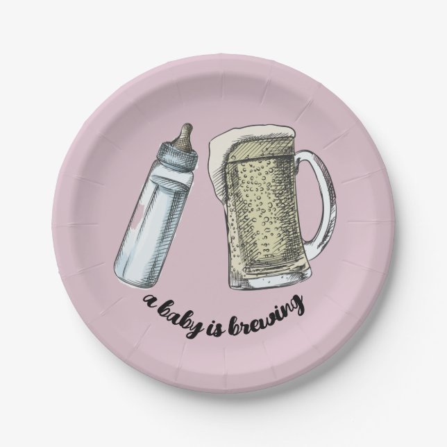 Prato De Papel Um bebê está criando placas de papel (Frente)