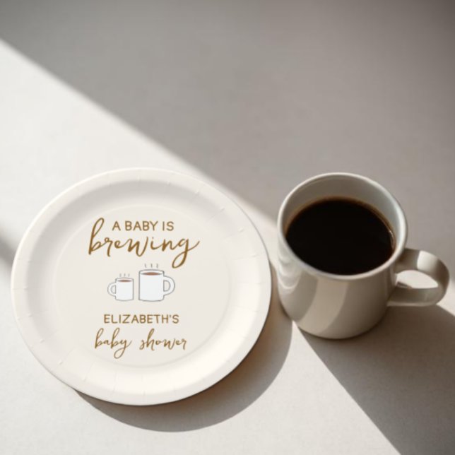 Prato De Papel Um Bebê Está Fazendo Chá de fraldas (Criador carregado)