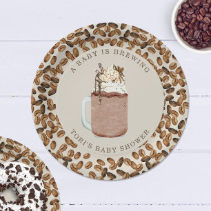 Prato De Papel Um Bebê Está Fazendo Chá de fraldas De Café