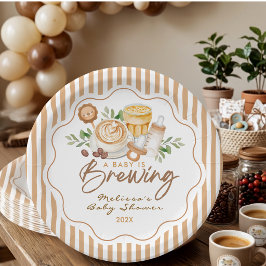 Prato De Papel Um Bebê Está Preparando Café Latte Chá de Bebê