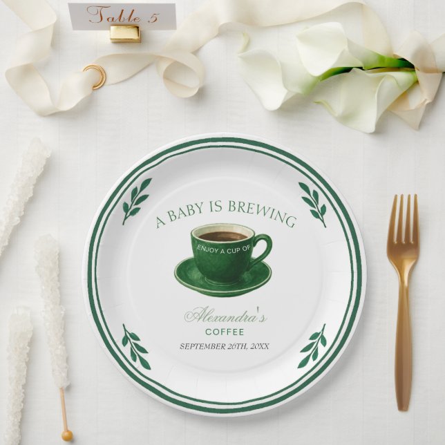 Prato De Papel Um Bebê Está Preparando Xícara de Café Chá de Bebê (Casamento)