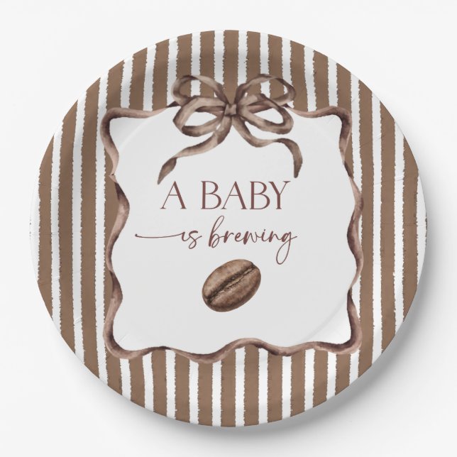 Prato De Papel Um Bebê Está Sendo Preparado Chá de Bebê Café (Frente)