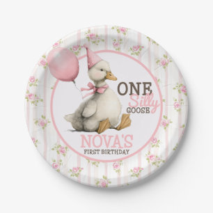 Prato De Papel Um Bobo ganha primeiro aniversario rosa personaliz