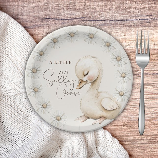 Prato De Papel Um Bobo Goose Neutra do Chá de fraldas Boho (Criador carregado)
