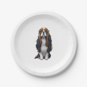 Prato De Papel Um cachorro bonito Rei Charles Spaniel