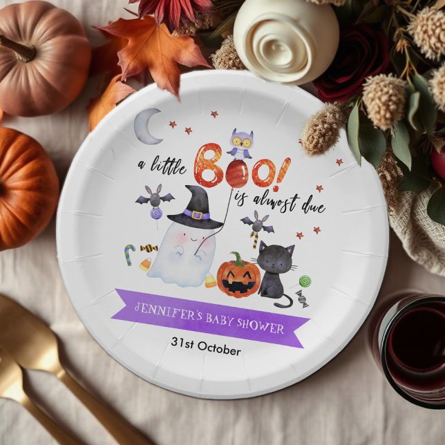 Prato De Papel Um Chá de fraldas de Boo Halloween (Criador carregado)