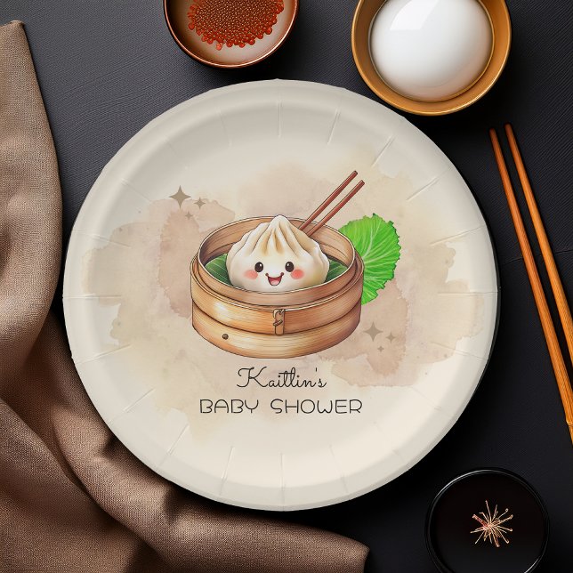 Prato De Papel Um Chá de fraldas De Tema Kwai Doce (A Sweet Little Dumpling Kwai Theme Baby Shower Paper Plates)