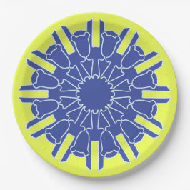 Prato De Papel Um clássico design azul amarelo elegante