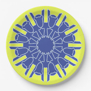 Prato De Papel Um clássico design azul amarelo elegante