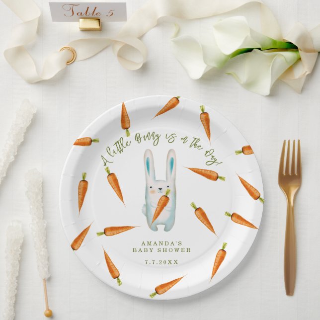 Prato De Papel Um coelhinho a caminho! Chá de Bebê (Casamento)