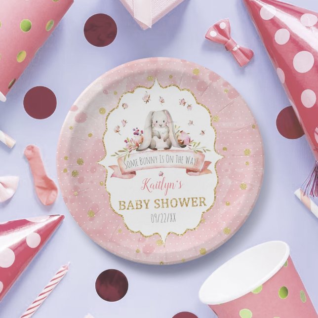 Prato De Papel Um Coelhinho Está A Caminho! Chá de fraldas páscoa (Criador carregado)