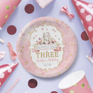 Prato De Papel Um coelho está virando três aniversário de 3 an