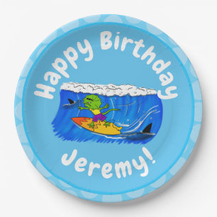 Prato De Papel Um desenho animado de lagarto-do-pescoço