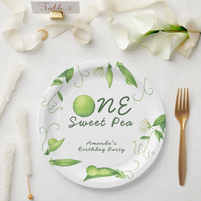 Prato De Papel Um Doce Ervilha Primeiro Aniversário (Casamento)