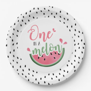 Prato De Papel Um em Melon Watermelon Primeiro Aniversário