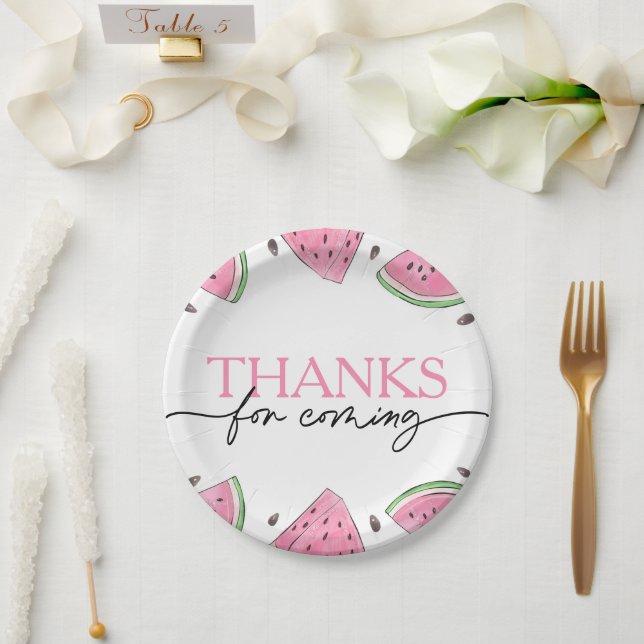 Prato De Papel Um Em Um Aniversário De Melancia De primeiro anive (Casamento)