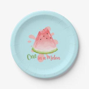 Prato De Papel Um em um Convite à Aniversário Melon Watermelon