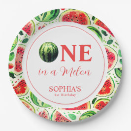 Prato De Papel Um Em Um Melão Primeiro Aniversário