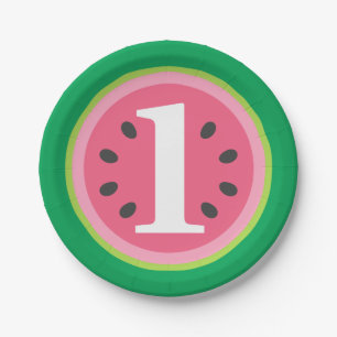 Prato De Papel Um em um primeiro aniversario Melon Watermelon Bab