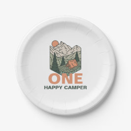Prato De Papel Um Feliz Acampador Primeiro Aniversário