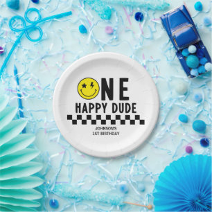 Prato De Papel Um Feliz Cara, Primeiro Aniversário, Placa de Pape