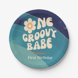Prato De Papel UM Groovy Babe 1º Aniversário Groovy Um Daisy