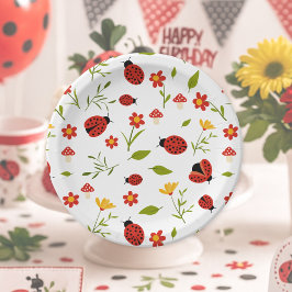 Prato De Papel Um Inseto bonito primeiro aniversario Ladybug