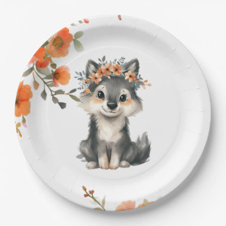 Prato De Papel Um lobo bebê está a caminho - Placas de Papel