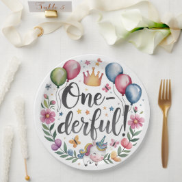 Prato De Papel Um Maravilhoso Aniversário do Unicórn Watercolor