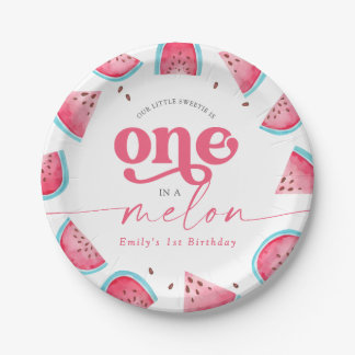 Prato De Papel Um no Partido do primeiro aniversario Melon Waterm