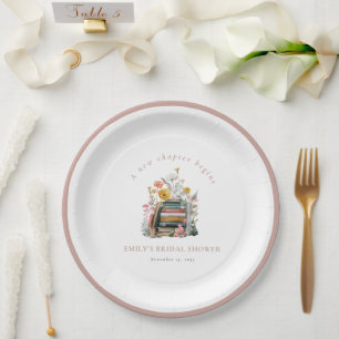 Prato De Papel Um Novo Capítulo Começa Livros Florais Chá de Noiv