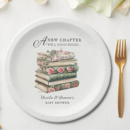 Prato De Papel Um novo Chá de fraldas de tema do livro de capítul