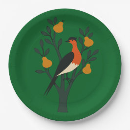 Prato De Papel Um Partucho Em Um Estêncil De Corte De Árvore Da P