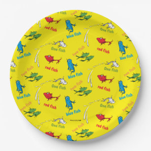 Prato De Papel Um Peixe Dois Peixes Padrão Amarelo