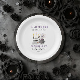 Prato De Papel Um Pequeno Boo é quase o Chá de fraldas do Dia das