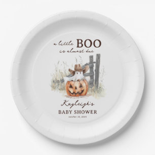 Prato De Papel Um Pequeno Boo Está Devido Churrasco de Halloween 
