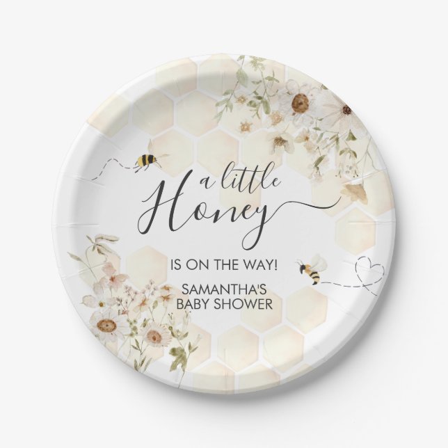 Prato De Papel Um Pequeno Chá de fraldas De Abelhas De Mel (Frente)