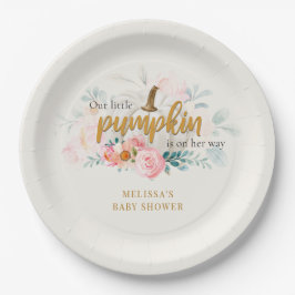 Prato De Papel Um Pequeno Chá de fraldas De Garota Floral Rosa-De
