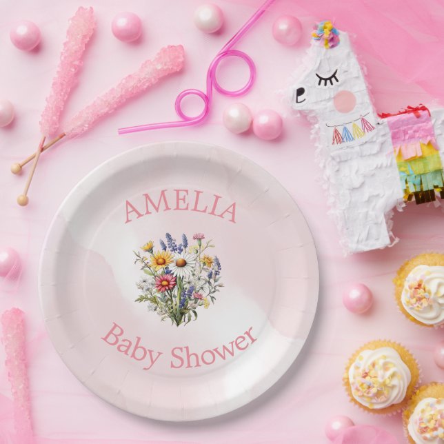 Prato De Papel Um pequeno Chá de fraldas de Garota-Natureza de Fl (Festa)