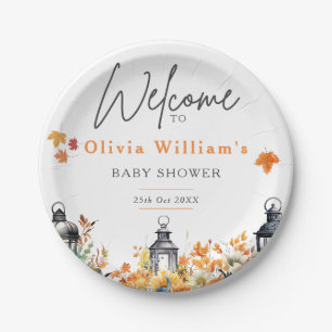 Prato De Papel Um Pequeno Chá de fraldas de outono de Abóbora