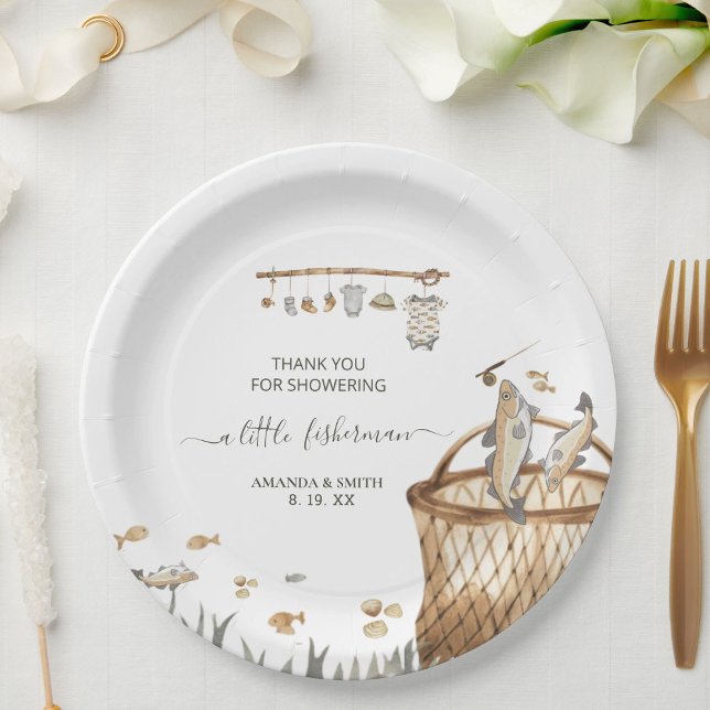 Prato De Papel Um Pequeno Chá de fraldas De Pesca Por Aquarela Pe (Criador carregado)