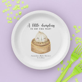 Prato De Papel Um pequeno dumpling a caminho baby shower