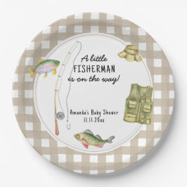 Prato De Papel Um pequeno pescador está a caminho do Chá de frald