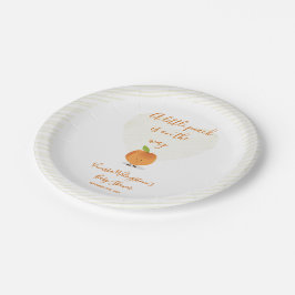 Prato De Papel Um Pequeno Pêssego está a caminho do Chá de fralda